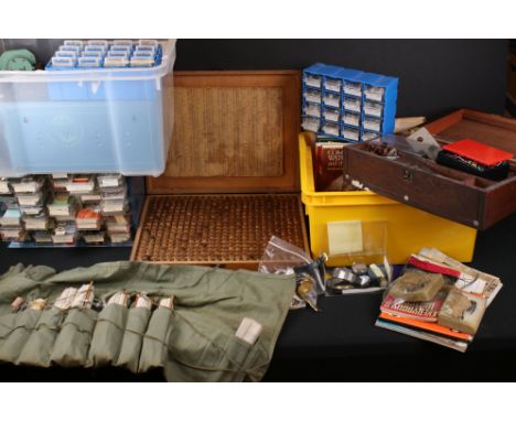 A large collection of watches, watch parts, watch repair tools and related literature. 