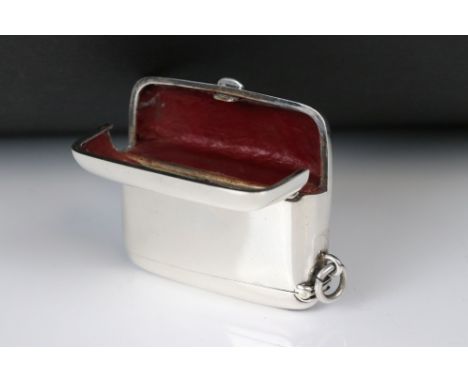 Victorian Silver Combination Vesta Case and Snuff Box, plain body, patent no.8443, Birmingham 1899, Joseph Gloster, 6cm wide 