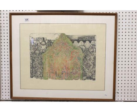 Bridget Tempest ( born in Africa and studied at Ruskin Art School ) a signed limited edition abstract etching composition ( n