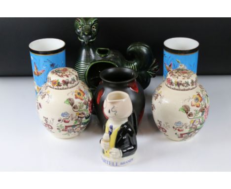 Group of mixed ceramics to include a Poole Pottery 'Galaxy' pattern ovoid vase, Martell Cognac figural water jug, a Czechoslo