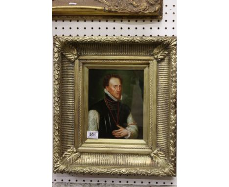 Oil on panel, Contemporary portrait of Elizabethan courtier Sir Henry Lee, 19cm x 24cm