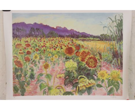 Frederick Gore RA (1913 - 2009) Signed Limited Edition Lithograph titled ' Sunflowers ' no.141/250, with coa, image measures 