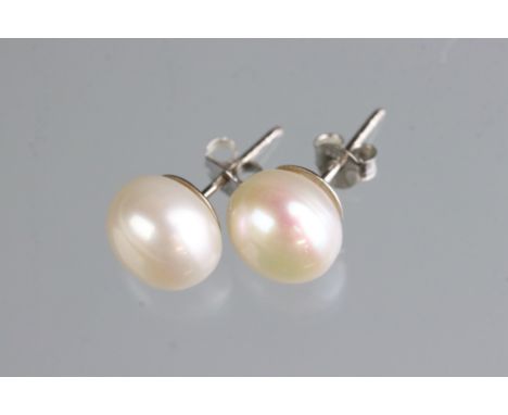 Pair of freshwater pearl stud earrings on silver posts 