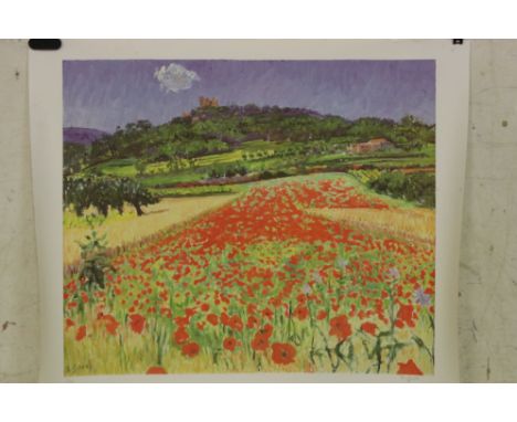 Frederick Gore RA (1913 - 2009) Signed Limited Edition Lithograph titled ' A Field of Poppies, Lacoste ' no.141/250, with coa