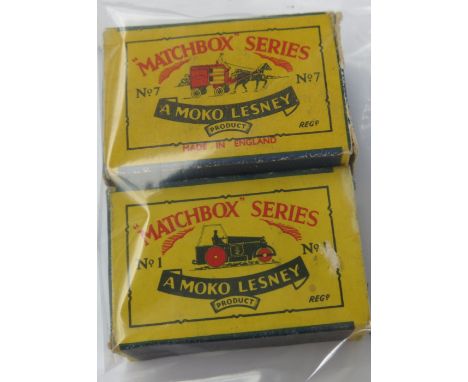 Matchbox Lesney No 16 Diesel Road Roller, slight chipping, box with faults, no. 7 Horse Drawn Milk Float, slight paint loss t