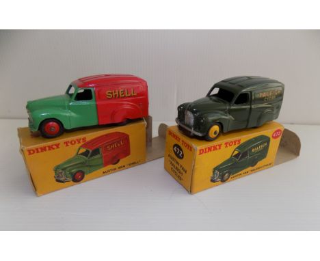 Dinky :- 470 Austin A40 Shell BP and 472 Austin A40 Raleigh, each boxed.