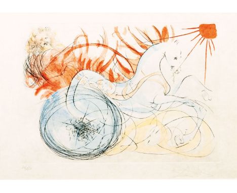 Salvador Dalí (Figueres 1904 - Figueres 1989). Elijah aus 'Our Historical Heritage'. 1975. Kaltnadel und Pochoir/Japan. 39,5 