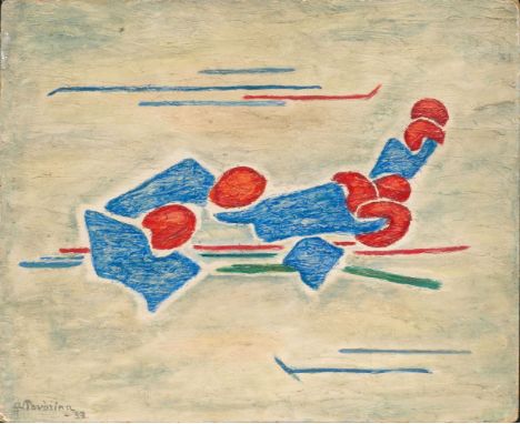 Alexandra Povòrina (St. Petersburg 1885 - Berlin 1963). Abstrakte Komposition. 1933. Öl/Karton. 37 x 46 cm. L. u. sign. und d