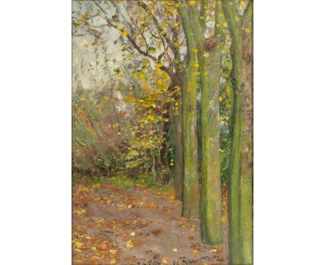 Hans Peter Feddersen (Westerschnatebüll 1848 - Kleiseerkoog 1941). Linden vor meinem Haus. 1896. Öl/Lw. 49,5 x 34,5 cm. R. u.