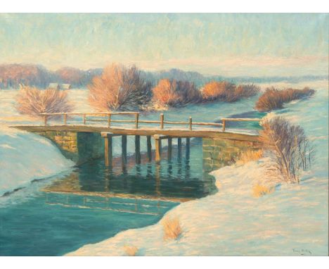 Franz Hecker (Bersenbrück 1870 - Osnabrück 1944). Verschneite Landschaft. Um 1920. Öl/Lw. 62,5 x 82,5 cm. R. u. sign. Franz H