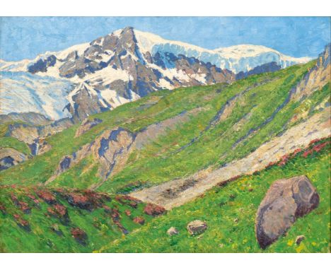 Carl Arp (Kiel 1867 - Jena 1913). Monte Livrio mit Gletscher bei Franzenshöhe. 1906. Öl/Lw. 54 x 75 cm. R. u. sign. und dat. 