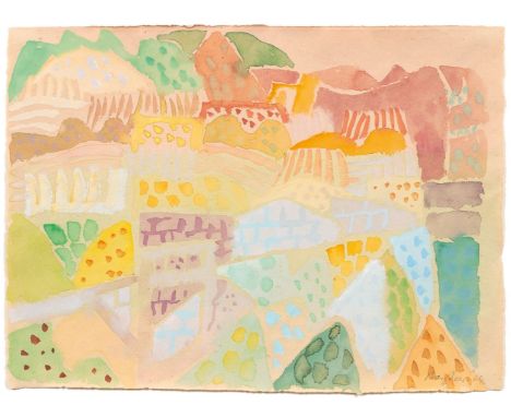 Eduard Bargheer (Hamburg 1901 - Hamburg 1979). Vorfrühling. 1964. Aquarell und Deckweiß. 32 x 43,5 cm. R. u. sign. und dat. B