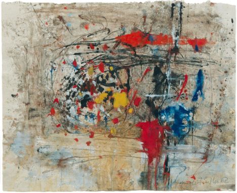 Arnold Fiedler (Hamburg 1900 - Hamburg 1985). Graffito. 1962. Gouache und Sand/Papier. 42,5 x 52 cm. R. u. sign. und dat. Arn