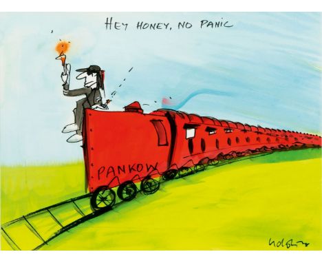 Udo Lindenberg (Gronau/Westfalen 1946). Hey Honey No Panic. 2009. Unikat. Aquarell und Filzstift. 42 x 56 cm. R. u. sign. und