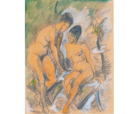 Dorothea Maetzel-Johannsen (Lensahn 1886 - Hamburg 1930). Zwei Akte. 1918. Aquarell über Bleistift. 35 x 27,5 cm. R. u. monog