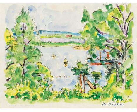 Ivo Hauptmann (Erkner 1886 - Hamburg 1973). Falkenstein bei Hamburg. Aqaurell über Kohlezeichnung. 38 x 46,5 cm. Ungerahmt. R
