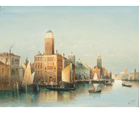August von Siegen (1850). Venezianisches Capriccio. Öl/Lw. 58,5 x 79,5 vcm. R. u. sign. Aug. Siegen.   - In München und Wien 