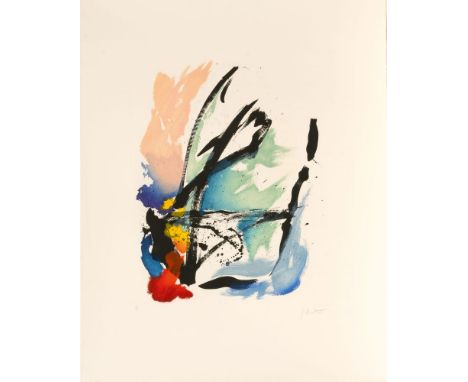 Jean Miotte (Paris 1926 - Pignans 2016). Rote Ecke. Farbaquatinta. 55 x 44 cm. Ungerahmt. R. u. mit Bleistift sign. J. Miotte