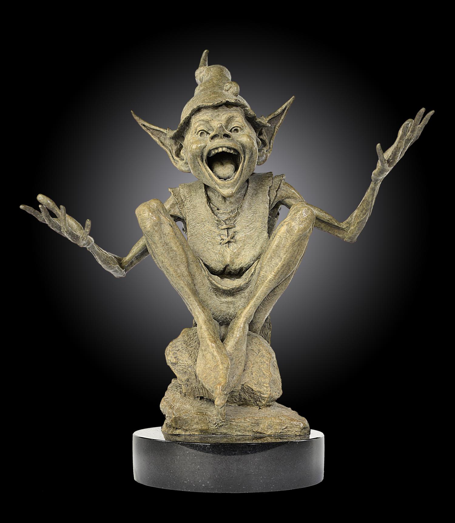 Garden Sculpture David Goode Isabel's Goblin Bronze, variegated green