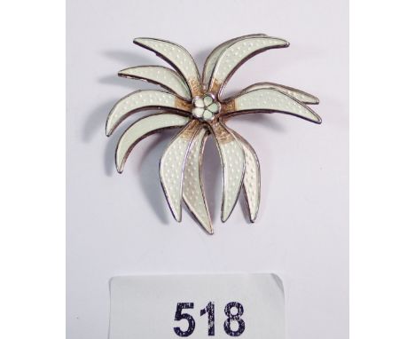 A Norwegian silver and enamel flower form brooch, 4.8cm wide
