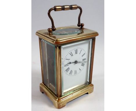 A French 8 day brass carriage clock 11cm tall 