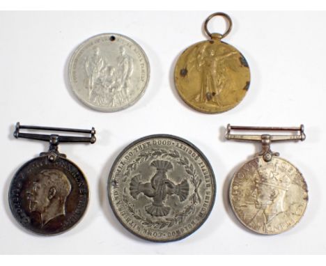 A group of various medals including WWI medal to Pte P Voak, R W Kent R G-20196, Methodist medal etc.
