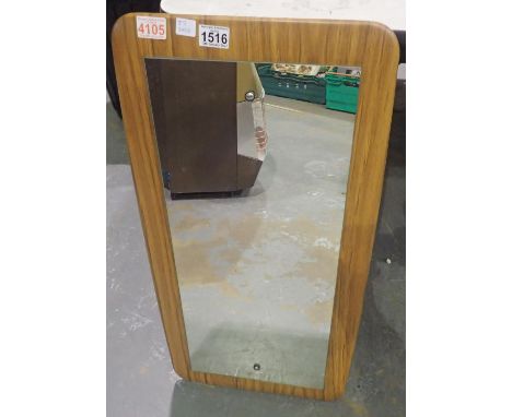 Teak surround wall mounted mirror, 76 x 36 cm. Not available for in-house P&amp;P, contact Paul O'Hea at Mailboxes on 01925 6