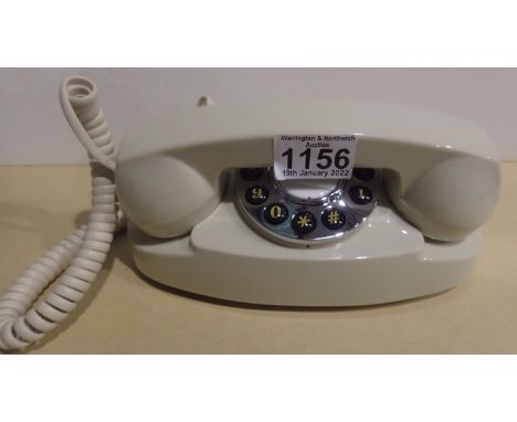 Ivory Audrey GPO retro push button telephone replica of the 1970s classic compatible with modern telephone banking and any st