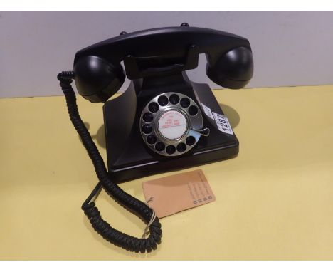 GPO 200 rotary telephone with a metal base and handset traditional cloth handset curly cord &amp; is compatible with standard