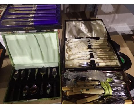 Collection of silver plated flatware including boxed examples.  P&amp;P Group 2 (£18+VAT for the first lot and £3+VAT for sub