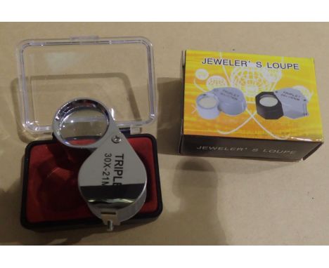 New old stock 30 x 21 stainless steel jewellers loupe. P&amp;P Group 1 (£14+VAT for the first lot and £1+VAT for subsequent l