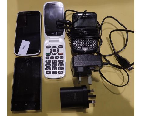 Mixed mobile phones including a Blackberry (with charger) and Nokia. P&amp;P Group 1 (£14+VAT for the first lot and £1+VAT fo