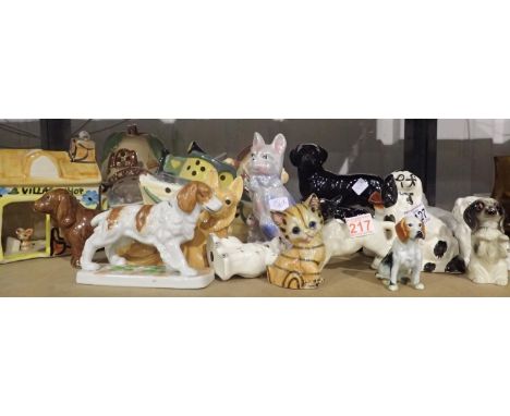 Large collection of ceramic dog figures, animal figurines and nursery lights. Not available for in-house P&amp;P, contact Pau