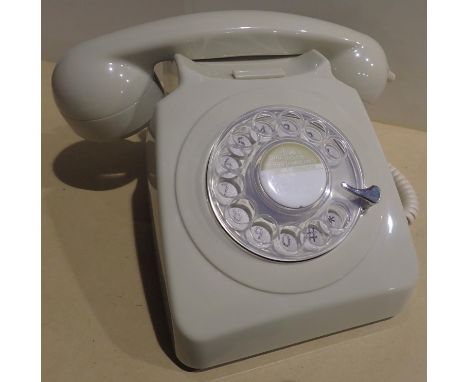 Ivory, GPO746 retro rotary telephone replica of the 1970s classic compatible with modern telephone banking and any standard a