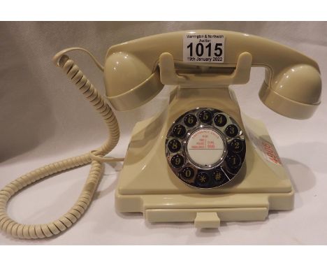 Ivory, GPO Carrington, push button telephone in 1920s styling with pull-out pad tray; compatible with modern telephone bankin