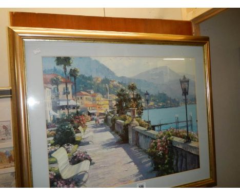 A gilt framed and glazed continental scene print.