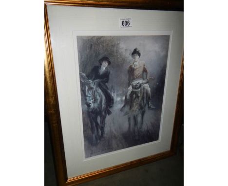 A good 20th print of riders on horseback.