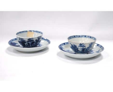 Two sets of Qianlong tea bowls and saucers from the Nanking Cargo, Christie's sale label 'lot 5066'.&nbsp; &nbsp;(4)&nbsp; &n