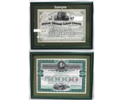 The Lake Shore and Michigan Southern Railway Company share certificate, 1968 and others including Cleveland &amp; Pittsburgh 