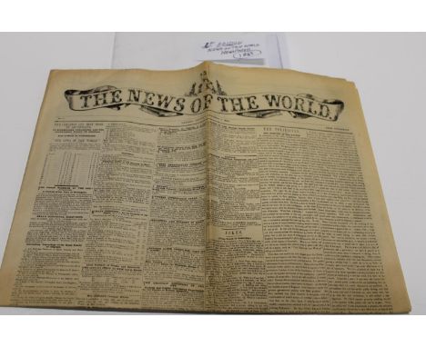 A first edition of The News of The world newspaper 1843 