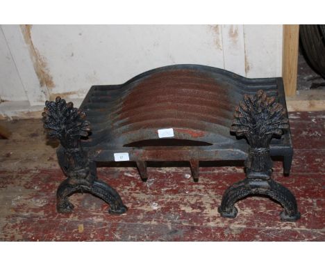 A heavy cast iron fire gate and pair of fire dogs Postage unavailable 