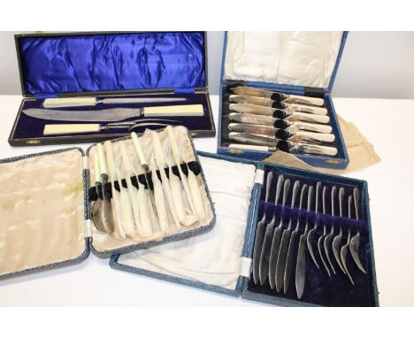 A selection of vintage cased cutlery 