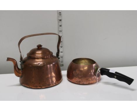 Two pieces of vintage copper ware including a Skultuna kettle 