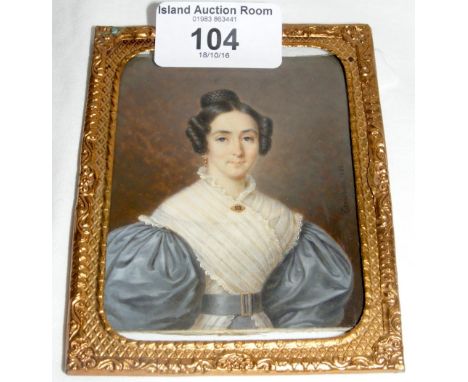 Miniature portrait of Victorian lady - 9cm x 7cm
