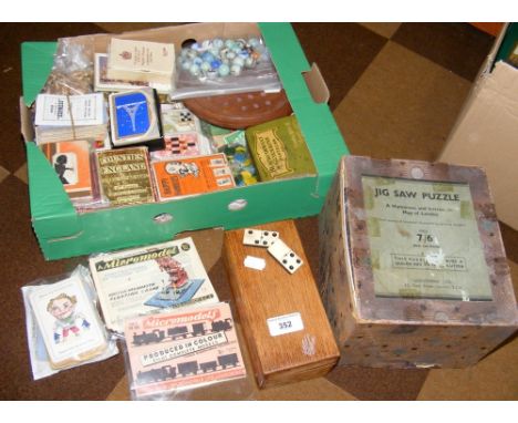 Selection of old collectable playing cards, dominoes, etc.