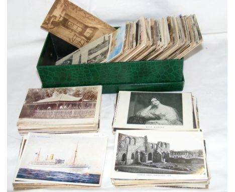 A box containing approximately 300 loose vintage postcards - topographical and history