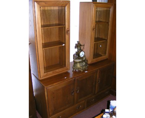 A Retro Ercol "Golden Dawn" sideboard with display cabinets above