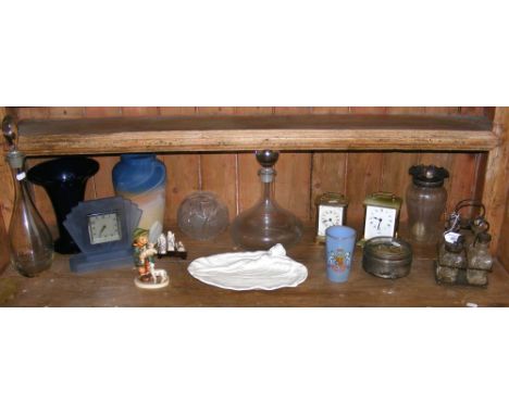 Selection of collectable ceramic, glassware, carriage clock, etc.