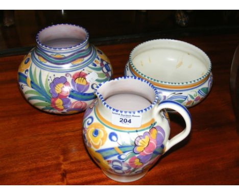 A Carter Stabler Adams Poole Pottery vase, together with bowl and jug
