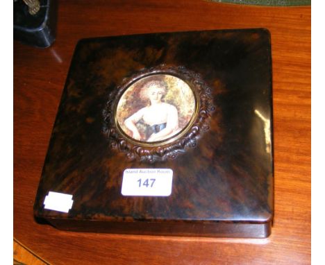 Lady's decorative jewellery box with portrait insert to top